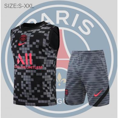 Camisetas Sin Mangas París Saint-germain 22/23 Kit Tela Escocesa Gris Negro