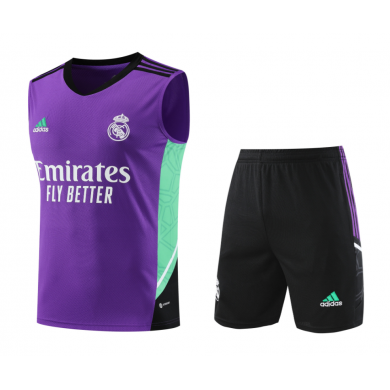 Camiseta Sin Mangas Real Madrid CF Pre-Match 2022-2023 Púrpura + Pantalones