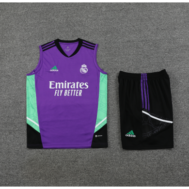 Camiseta Sin Mangas Real Madrid CF Pre-Match 2022-2023 Púrpura + Pantalones