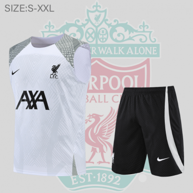 Camiseta De Fútbol Sin Mangas Liverpool Pre-Match 22/23 Blanco + Pantalones