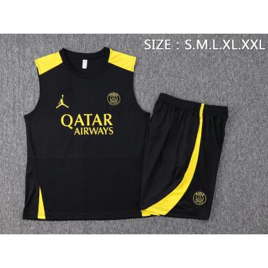 Camiseta De Fútbol Sin Mangas PSG Negro 23/24 + Pantalone