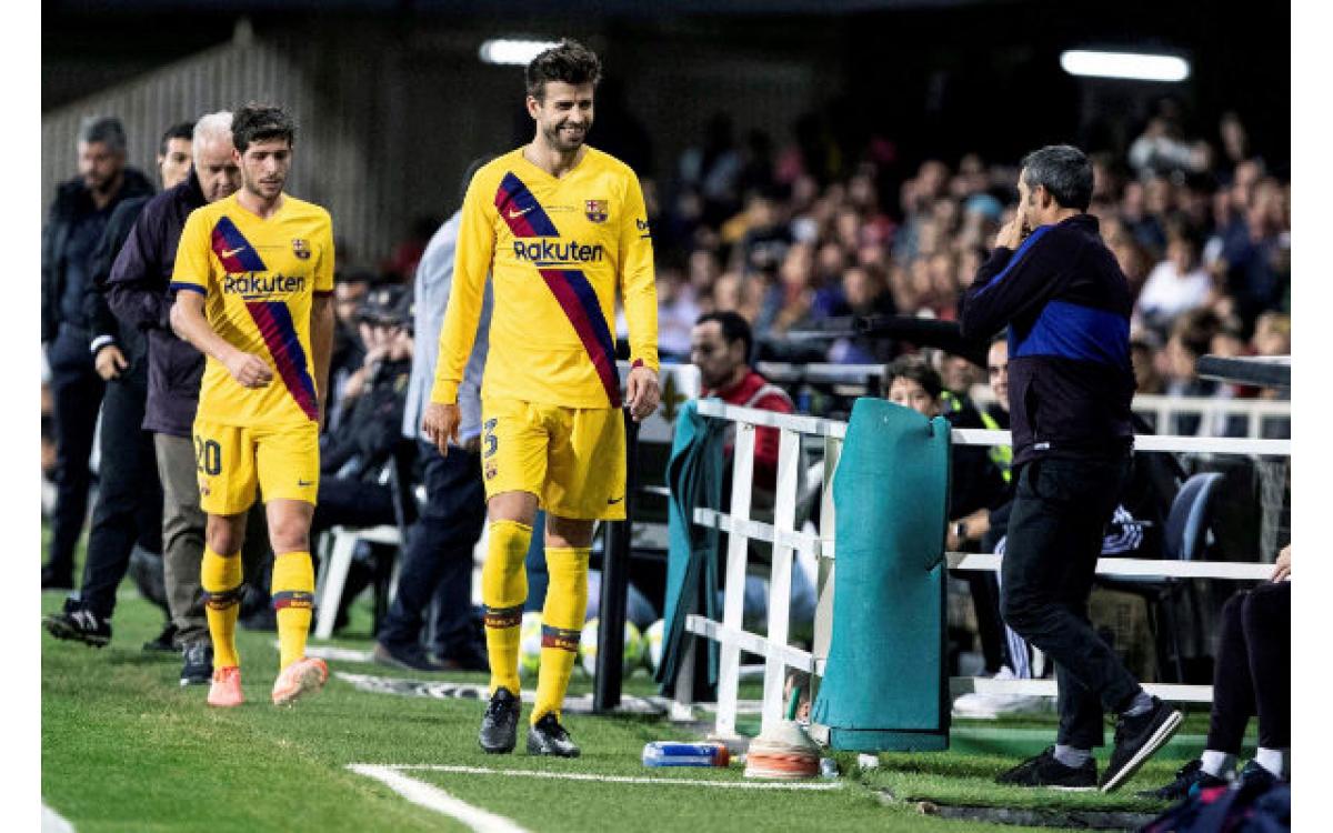 Piqué, el más ovacionado en el amistoso del Barcelona en Cartagena